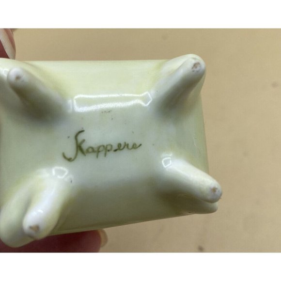 Vintage Skappers Miniature Porcelain Square Trinket Box Green Gold - Picture 4 of 10